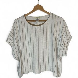 C16- Linen top Caslon Women's Short Sleeve Top in Stripes